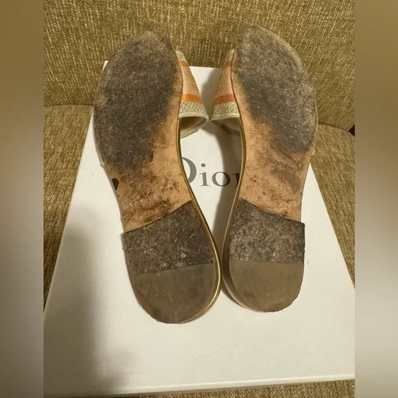 ❤️Authentic Christian Dior 52K Platinum DWAY Embroidered Slide Sandals 37.5 ❤️ - Picture 11 of 11